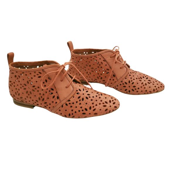 Sixtyseven Shoes - SIXTYSEVEN Kelly perforated laser cut leather boots booties in apricot Size 39